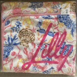 Lilly Pulitzer Seashell beach chair towel. Opening to slide on chair back